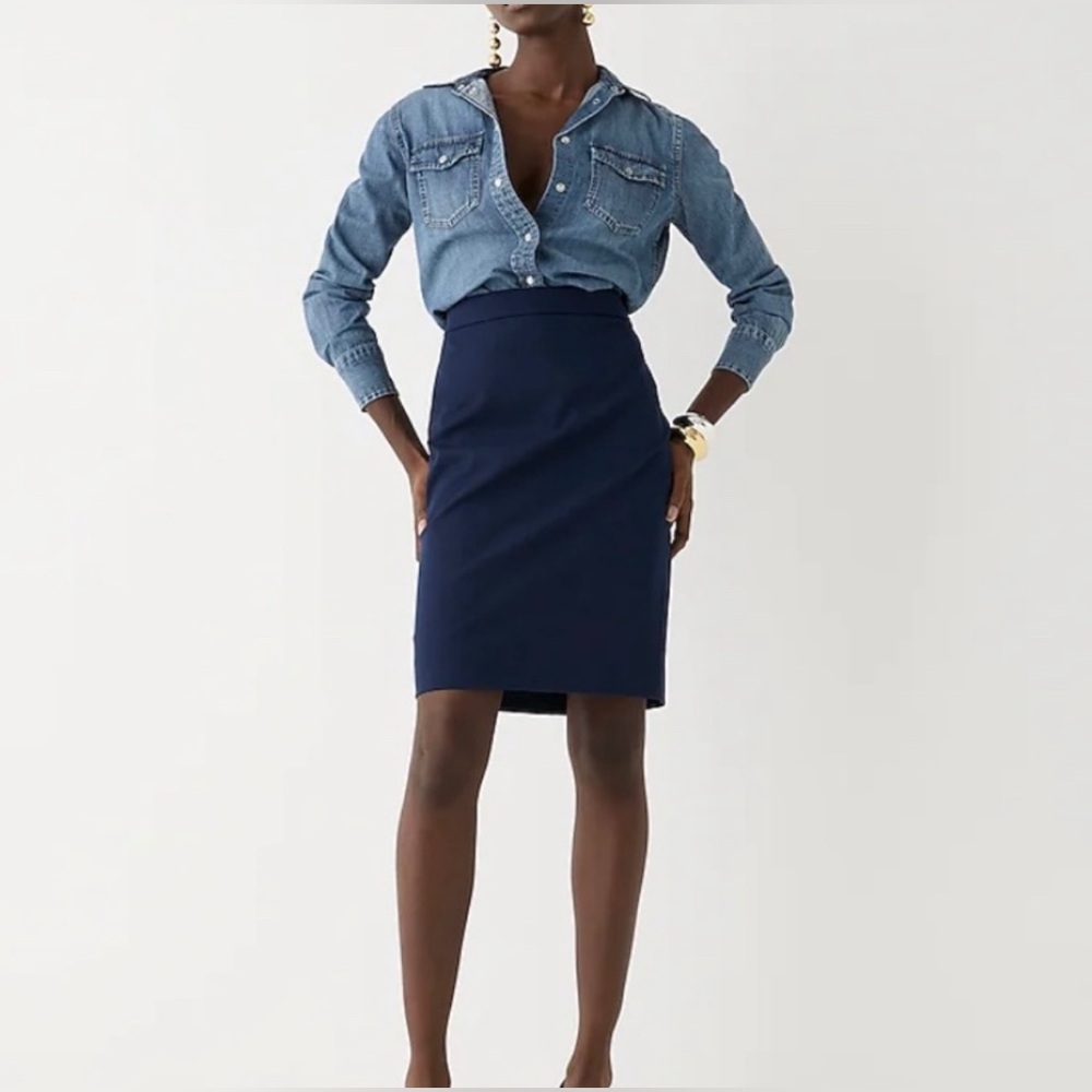 Navy J. Crew NWT Stretch Pencil Skirt